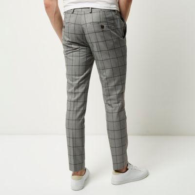 Grey checked skinny trousers